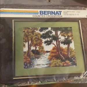 vintage crosstitch embroidery kit Autumn Foliage